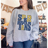 DTF Transfer - DTF006597 Sporty Mascot Spartans Dark Blue Gold