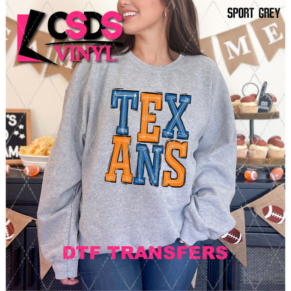 DTF Transfer - DTF006603 Sporty Mascot Texans Blue Orange