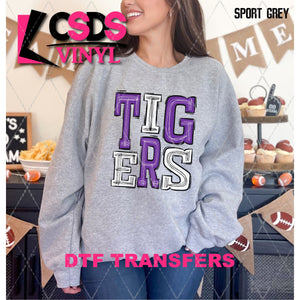 DTF Transfer - DTF006609 Sporty Mascot Tigers Purple White