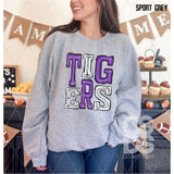 DTF Transfer - DTF006609 Sporty Mascot Tigers Purple White