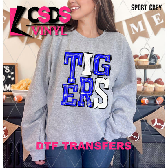 DTF Transfer - DTF006618 Sporty Mascot Tigers Royal Blue White