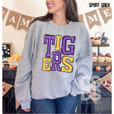 DTF Transfer - DTF006637 Sporty Mascot Tigers Purple Golden Yellow