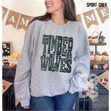 DTF Transfer - DTF006640 Sporty Mascot Timblerwolves Dark Green Black