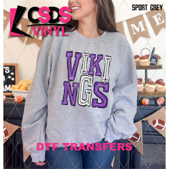 DTF Transfer - DTF006670 Sporty Mascot Vikings Purple White