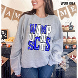 DTF Transfer - DTF006673 Sporty Mascot Wampus Cats Royal Blue White