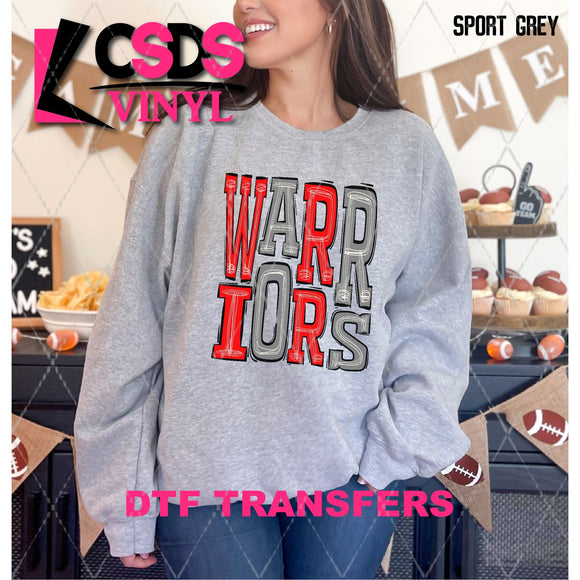 DTF Transfer - DTF006678 Sporty Mascot Warriors Red Gray