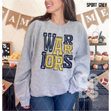 DTF Transfer - DTF006690 Sporty Mascot Warriors Navy Gold