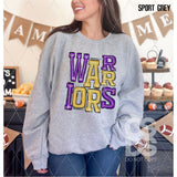 DTF Transfer - DTF006691 Sporty Mascot Warriors Purple Gold