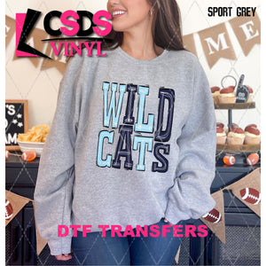 DTF Transfer - DTF006699 Sporty Mascot Wildcats Light Blue Navy