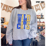 DTF Transfer - DTF006700 Sporty Mascot Wildcats Royal Blue Yellow