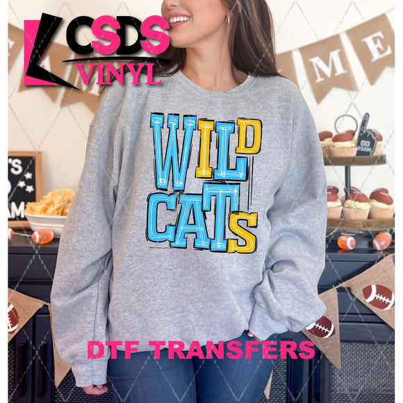 DTF Transfer - DTF006702 Sporty Mascot Wildcats Baby Blue Yellow