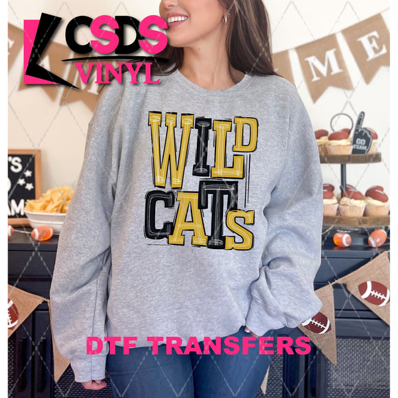 DTF Transfer - DTF006705 Sporty Mascot Wildcats Black Gold