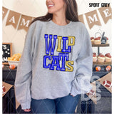 DTF Transfer - DTF006708 Sporty Mascot Wildcats Royal Blue Gold
