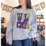 DTF Transfer - DTF006719 Sporty Mascot Wildcats Purple Gold