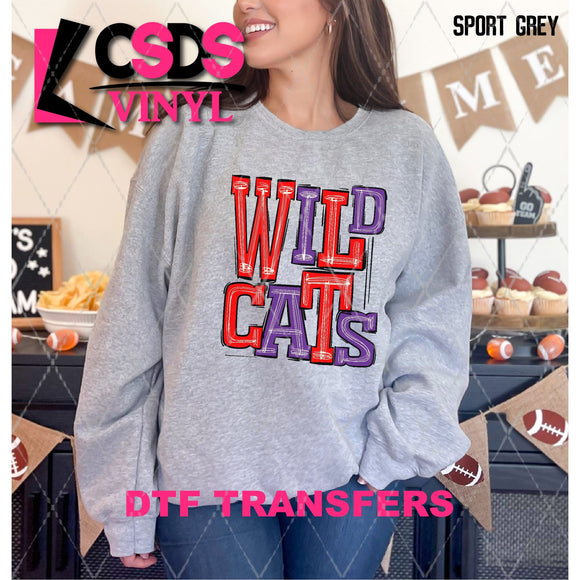 DTF Transfer - DTF006721 Sporty Mascot Wildcats Purple Red