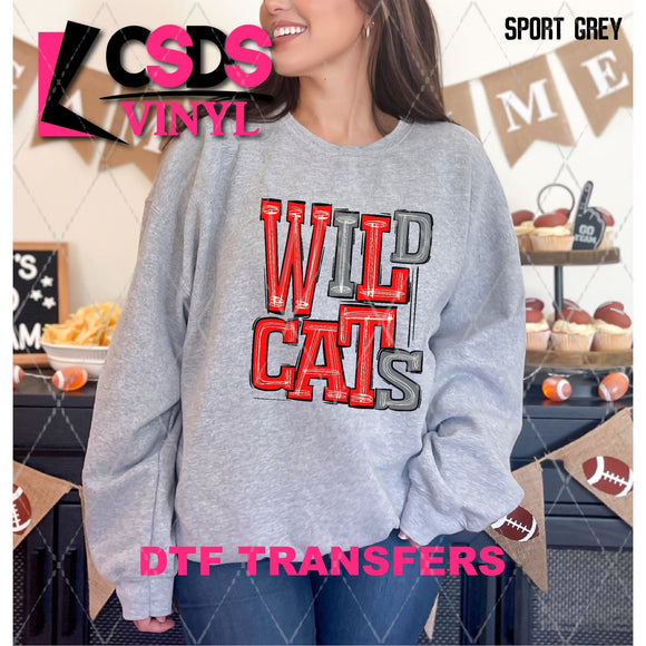 DTF Transfer - DTF006723 Sporty Mascot Wildcats Red Gray