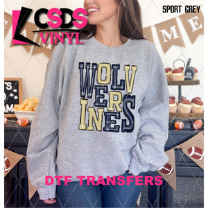 DTF Transfer - DTF006730 Sporty Mascot Wolverines Navy Vegas Gold