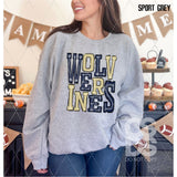 DTF Transfer - DTF006730 Sporty Mascot Wolverines Navy Vegas Gold