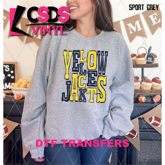 DTF Transfer - DTF006747 Sporty Mascot Yellow Jackets Yellow Navy