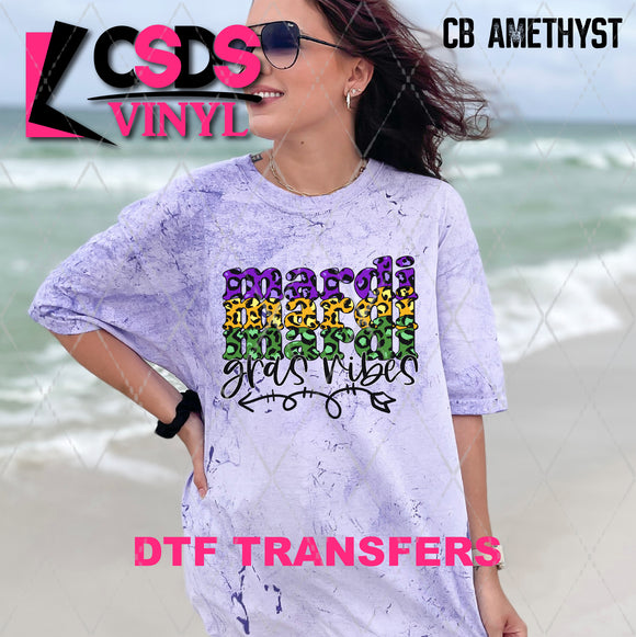 DTF Transfer - DTF006887 Mardi Gras Stacked Word Art Leopard