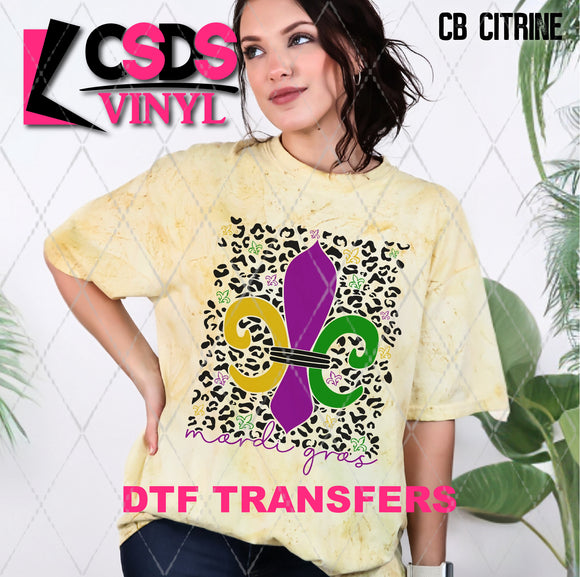 DTF Transfer - DTF006907 Mardi Gras Fleur Di Lis Leopard