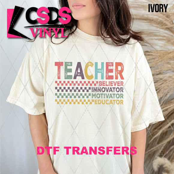 DTF Transfer - DTF007013 Teacher Believer Innovator Motivator Educator