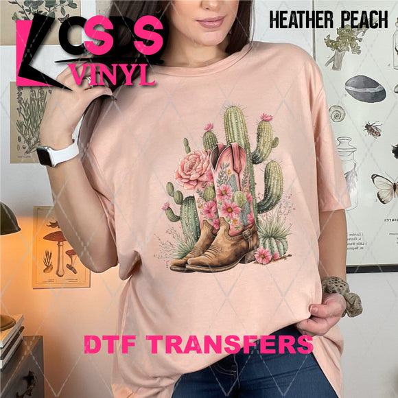 DTF Transfer - DTF007042 Floral Boots and Cactus