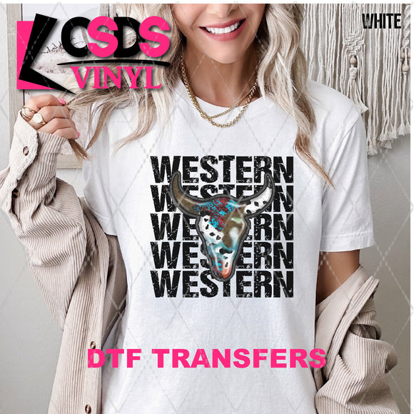 DTF Transfer - DTF007066 Western Cow Skull Stacked Word Art – CSDS Vinyl