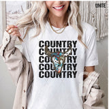 DTF Transfer - DTF007068 Country Cow Skull Stacked Word Art
