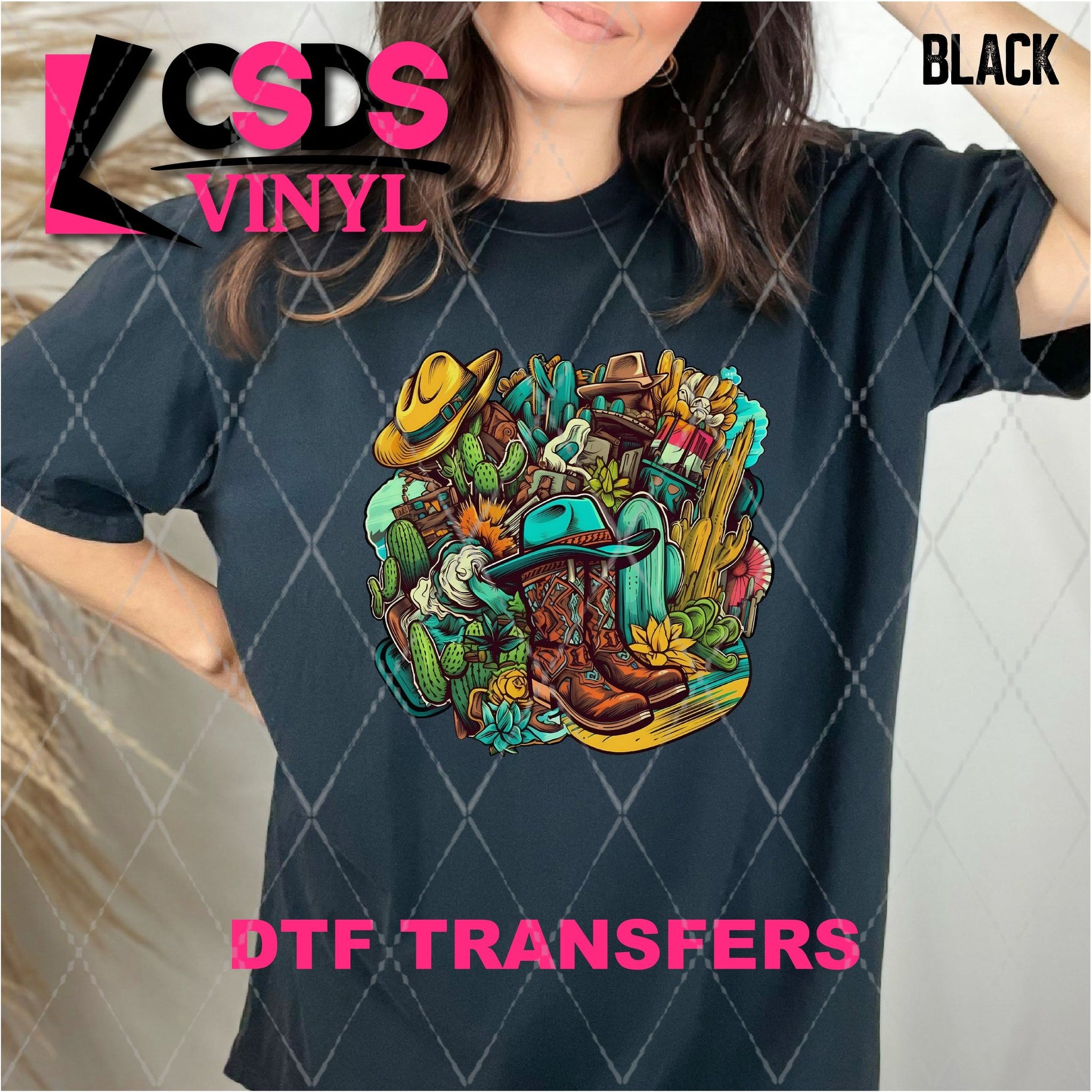 DTF Transfer - DTF007075 Western Collage – CSDS Vinyl