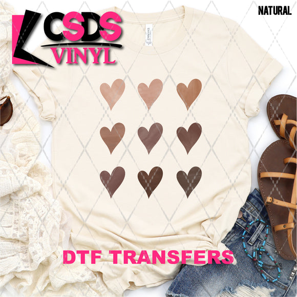 DTF Transfer - DTF007121 Shades of Brown Hearts
