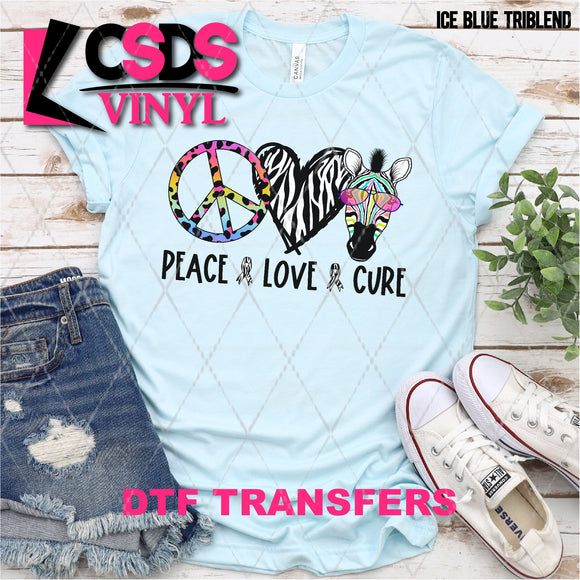 DTF Transfer - DTF007159 Peace Love Cure Rainbow Zebra