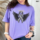 DTF Transfer - DTF007166 Zebra Print Awareness Ribbon with Wings and Halo