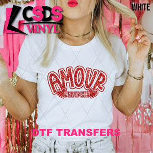 DTF Transfer - DTF007184 Red Amour University Faux Glitter