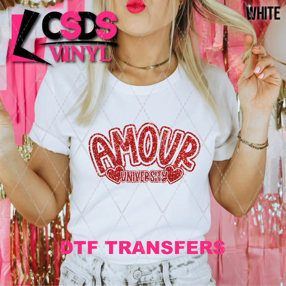 DTF Transfer - DTF007184 Red Amour University Faux Glitter