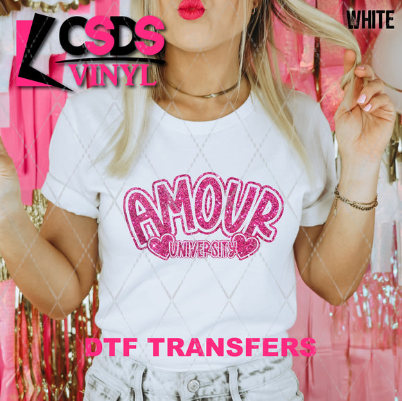 DTF Transfer - DTF007185 Pink Amour University Faux Glitter