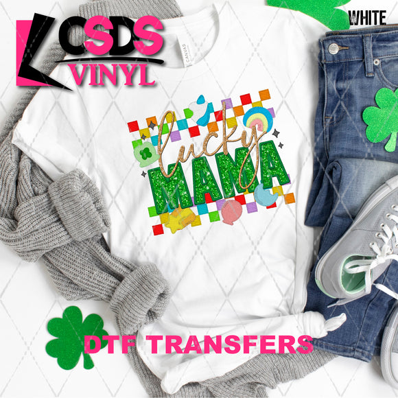 DTF Transfer - DTF007190 Lucky Mama Faux Embroidery/Glitter