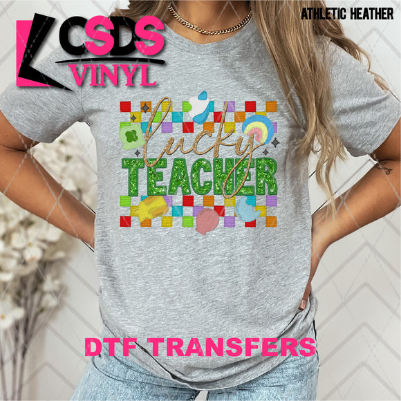 DTF Transfer - DTF007194 Lucky Teacher Faux Embroidery/Glitter