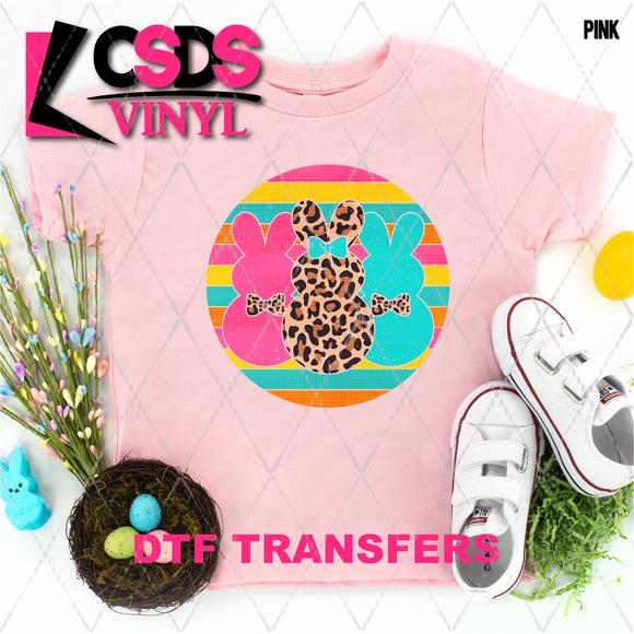 DTF Transfer - DTF007275 Bunny Trio Pink Blue Leopard