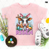 DTF Transfer - DTF007304 He is Risen Easter Bunny Cow