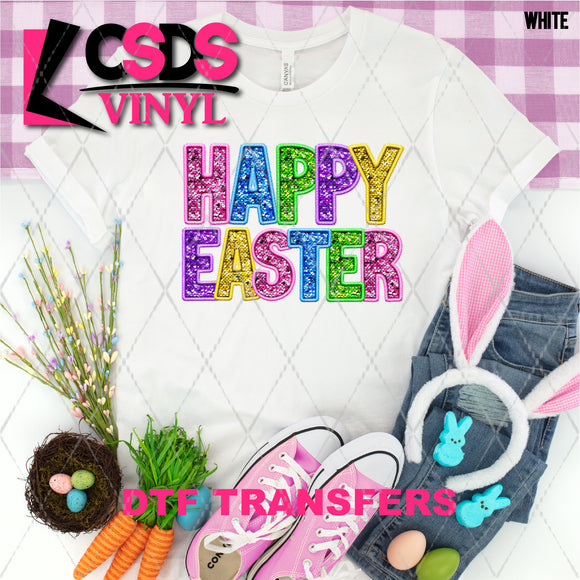 DTF Transfer - DTF007339 Happy Easter Faux Embroidery/Glitter