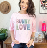 DTF Transfer - DTF007341 Bunny Love Pastel Faux Embroidery/Glitter