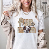 DTF Transfer - DTF007446 Faux Embroidery Fur Mom Pitbull White Brown