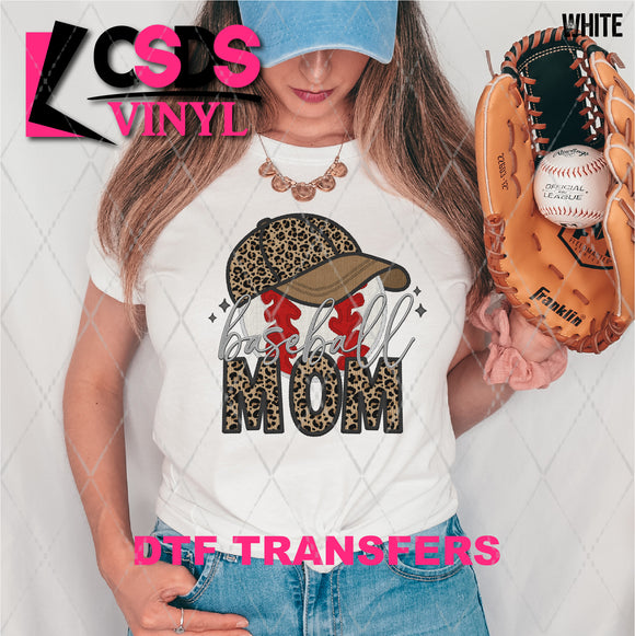 DTF Transfer - DTF007501 Faux Embroidery Leopard Baseball Mom