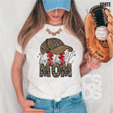 DTF Transfer - DTF007501 Faux Embroidery Leopard Baseball Mom
