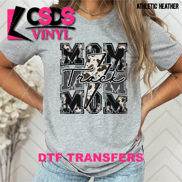 DTF Transfer - DTF007547 Track Mom Cowhide Lightning Bolt Stacked Word Art