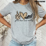 DTF Transfer - DTF007567 Peace Love Cross Country Gold Faux Glitter