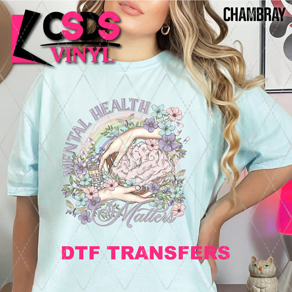 DTF Transfer - DTF007591 Mental Health Matters Hands Pills and Brain