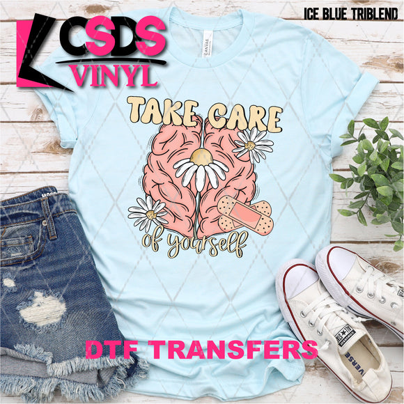 DTF Transfer - DTF007599 Take Care of Yourself Floral Brain