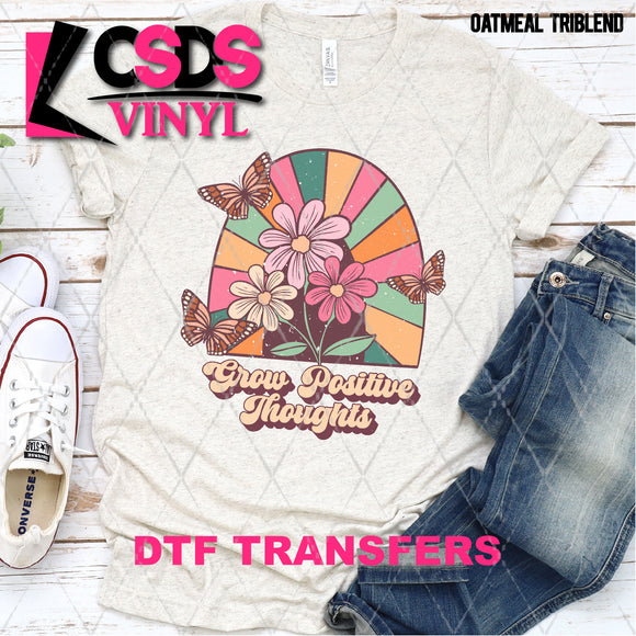 DTF Transfer - DTF007630 Grow Positive Thoughts Flowers and Butterflys